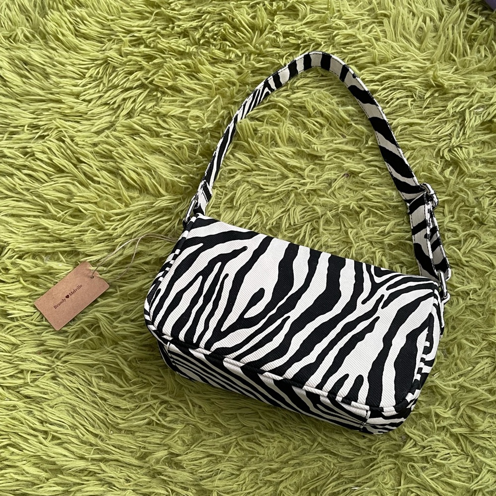 NWT Zebra Stripe Brandy Melville Shoulder Bag